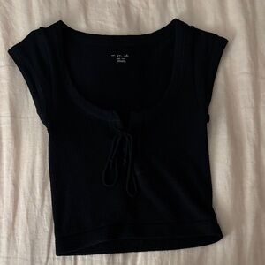 Urban Outfitters Black Tie-Front Top